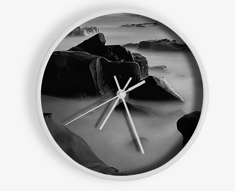 Ocean Rock Serenity B n W Clock - Wallart-Direct UK