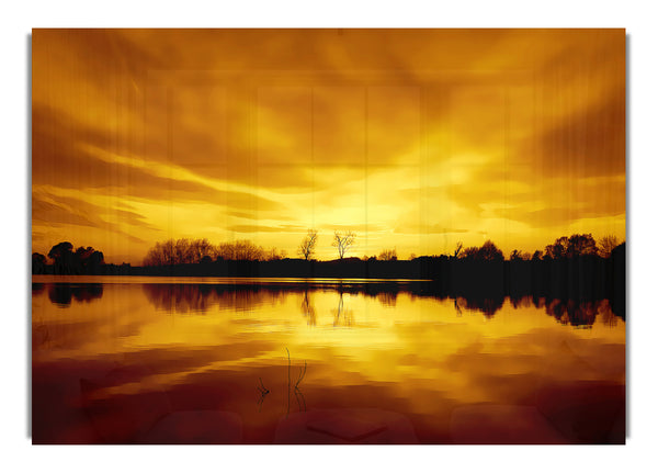 Stunning Lake At Sunset Golden