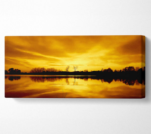 Stunning Lake At Sunset Golden