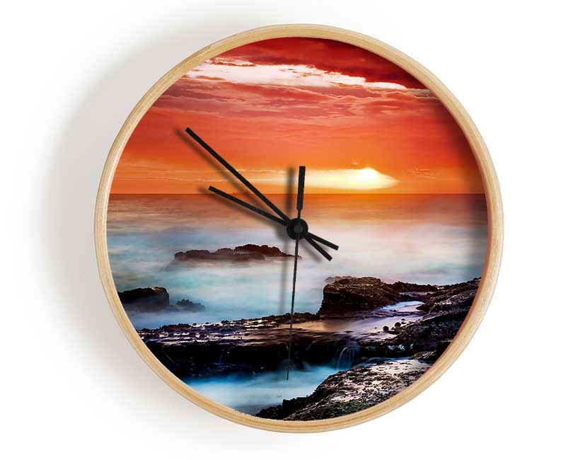 Misty Ocean Sunset Clock - Wallart-Direct UK