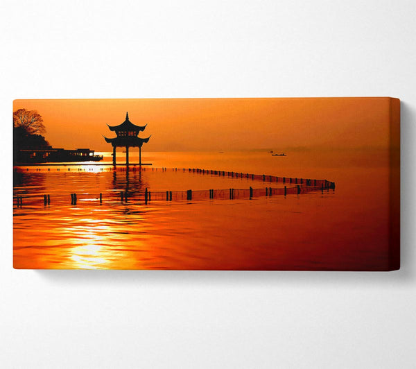 Sunset Orange Lake Calm