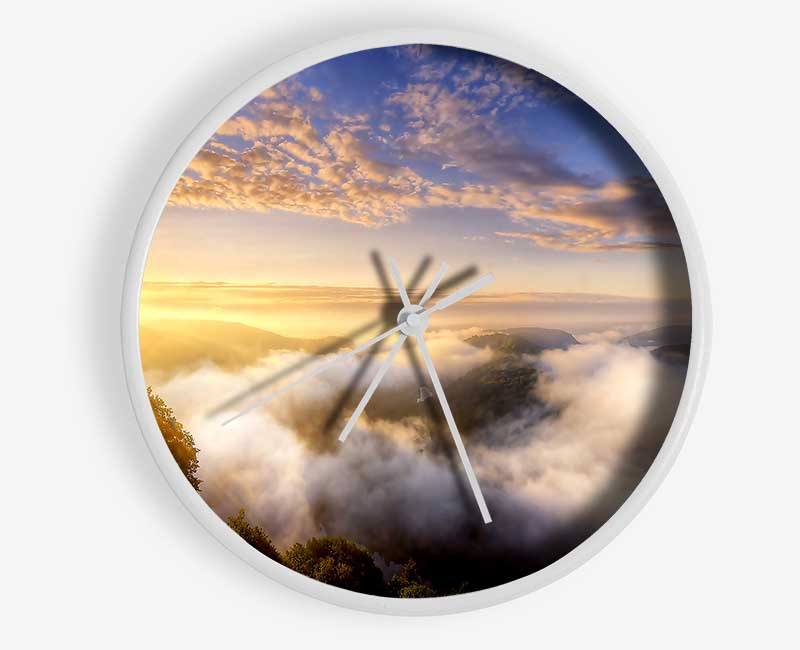 Morning Mist Over The Forest Clock - Wallart-Direct UK