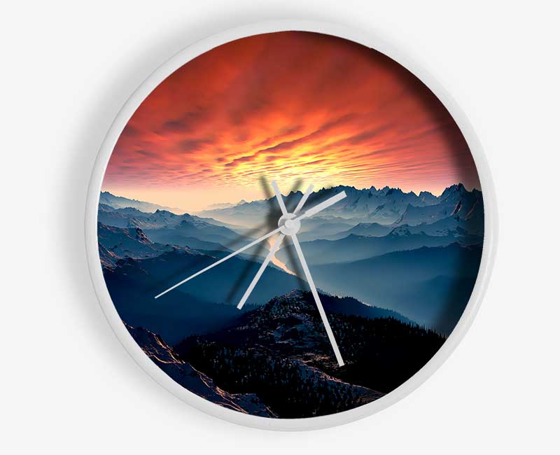 Stunning Snow Peaked Mountains At First Light Clock - Wallart-Direct UK