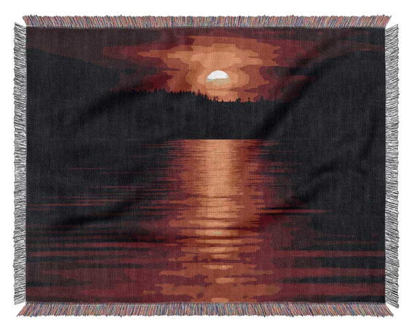 Red Lake Reflections Woven Blanket