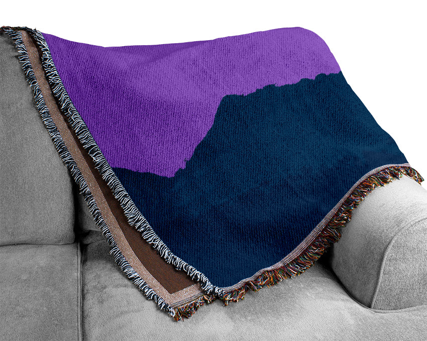 Huge Sun Over The Mountain Tops Purple Woven Blanket