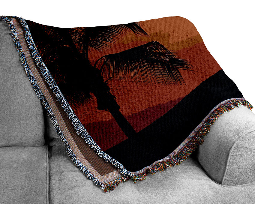 Sun Between The Palmtrees Woven Blanket