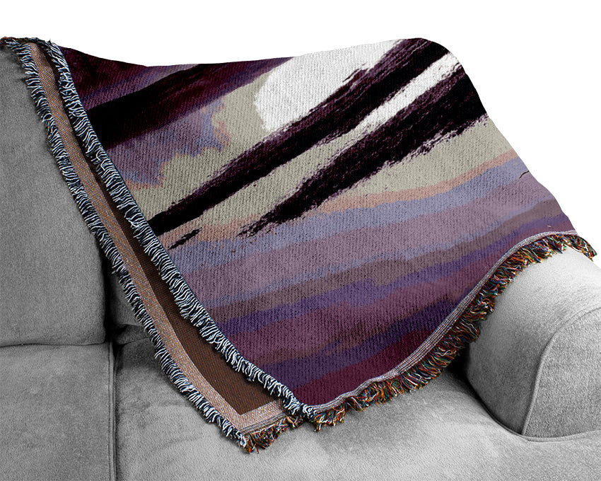 Sunset Forest Waters Purple Woven Blanket