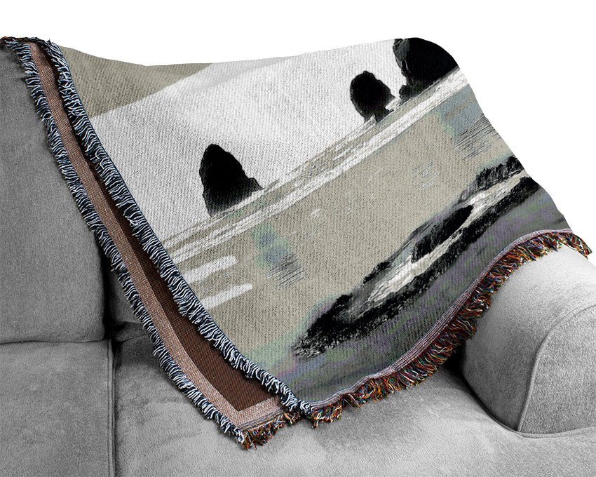 Turning Of The Tides B n W Woven Blanket