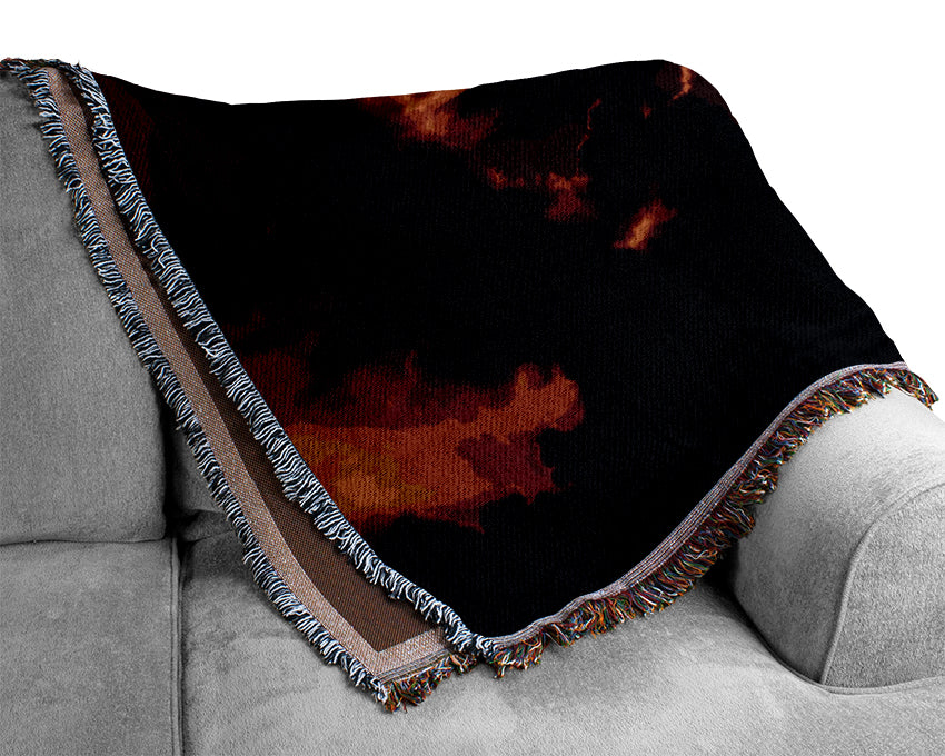 Sun Through The Clouds Red Woven Blanket