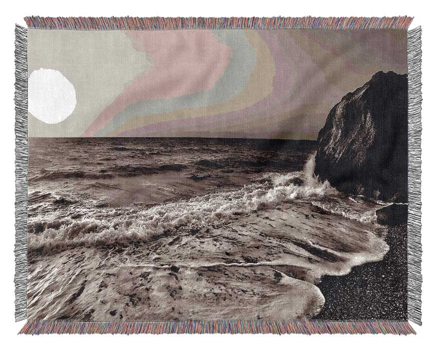 Chocolate Ocean Sun Woven Blanket