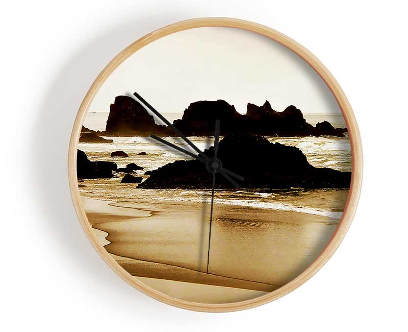 Sepia Ocean Delight Clock - Wallart-Direct UK