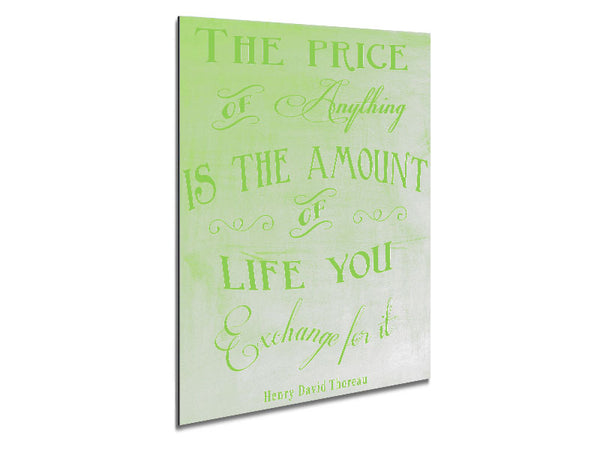 Famous Quote Henry David Thoreau The Price Of Anything Lime Green Metal Print