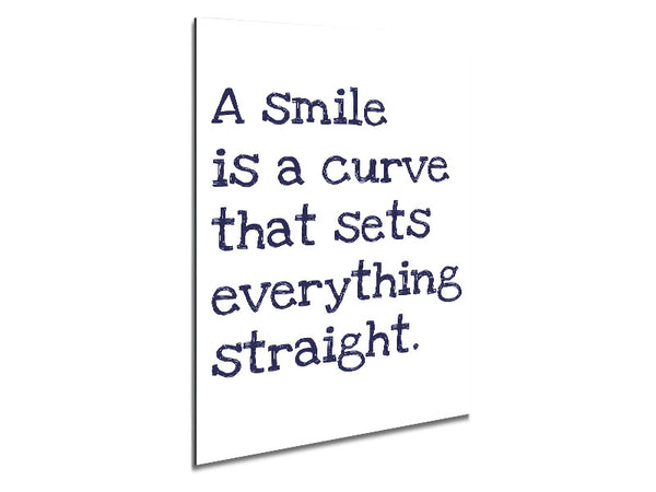 Motivational Quote Smile Is A Curve Metal Print