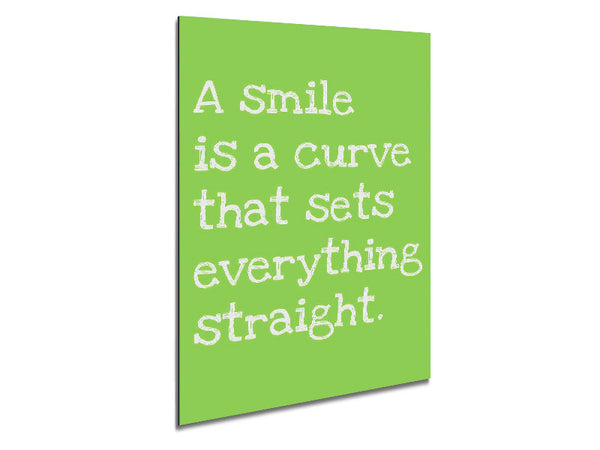 Motivational Quote Smile Is A Curve Lime Green Metal Print