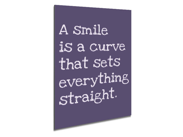 Motivational Quote Smile Is A Curve Lilac Metal Print