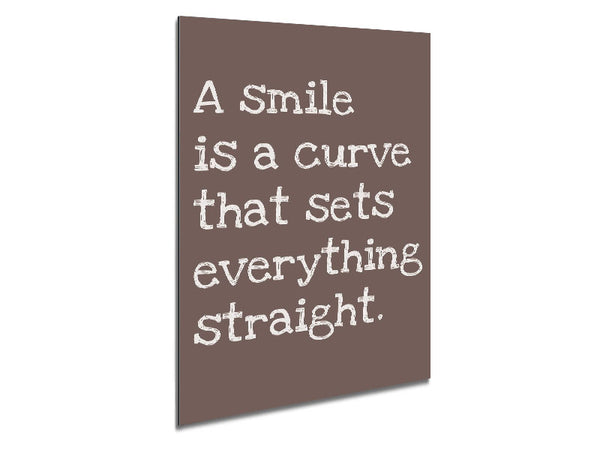 Motivational Quote Smile Is A Curve Beige Metal Print