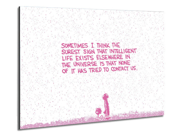 Funny Quote Sometimes I Think The Surest Sign Pink Metal Print