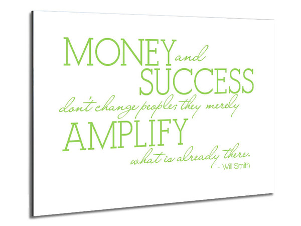 Motivational Quote Will Smith Money And Success Lime Green Metal Print