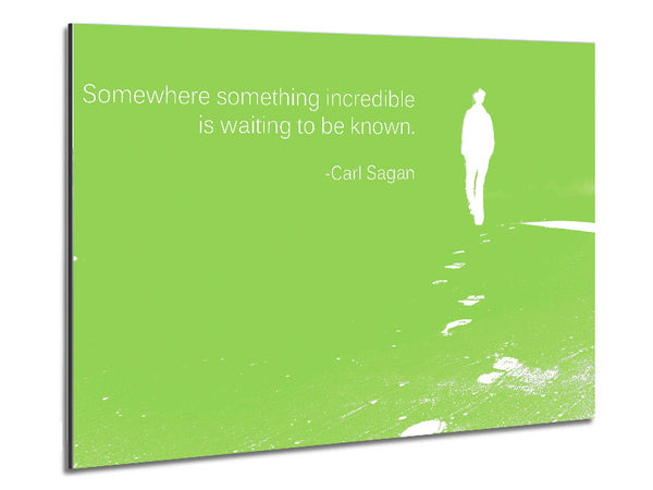 Carl Sagan Somewhere Something Lime Green Metal Print