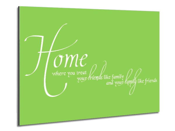 Family Quote Home Family Friends Lime Green Metal Print