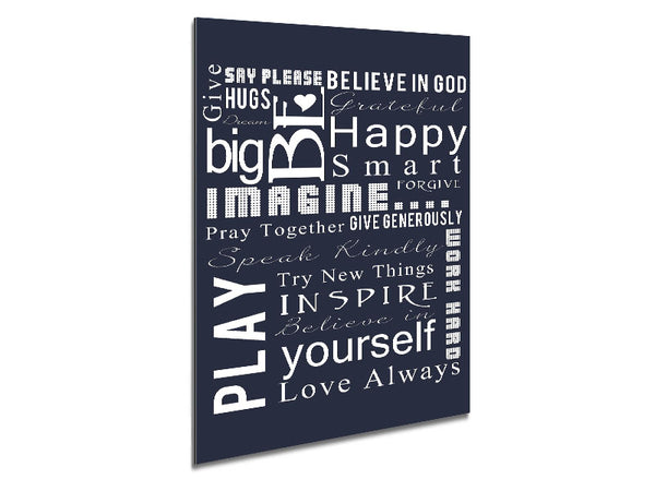 Home Quote Family Rules Be Happy Love Always Metal Print
