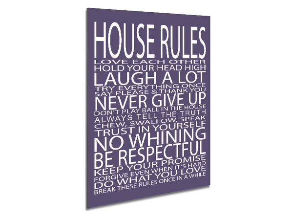 Family Quote House Rules Love Each Other Lilac Metal Print