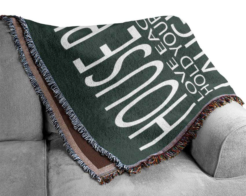 Family Quote House Rules Love Each Other Grey Woven Blanket