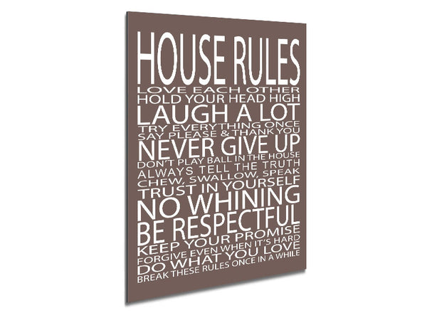 Family Quote House Rules Love Each Other Beige Metal Print