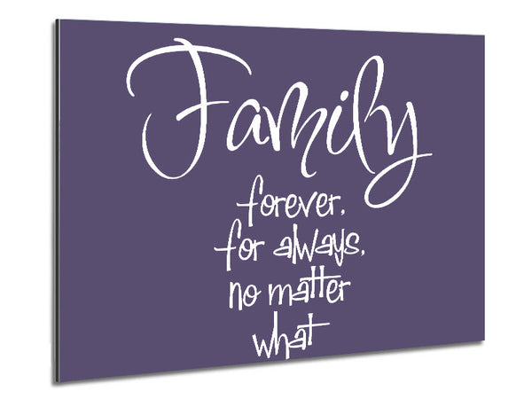 Family Quote Family Forever For Always Lilac Metal Print