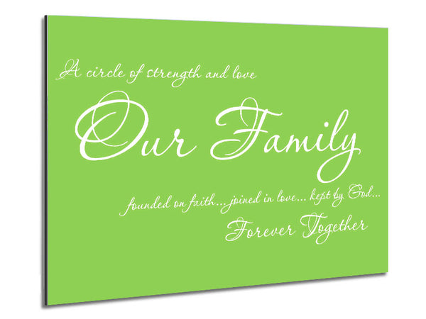 Family Quote Our Family Together Forever Lime Green Metal Print
