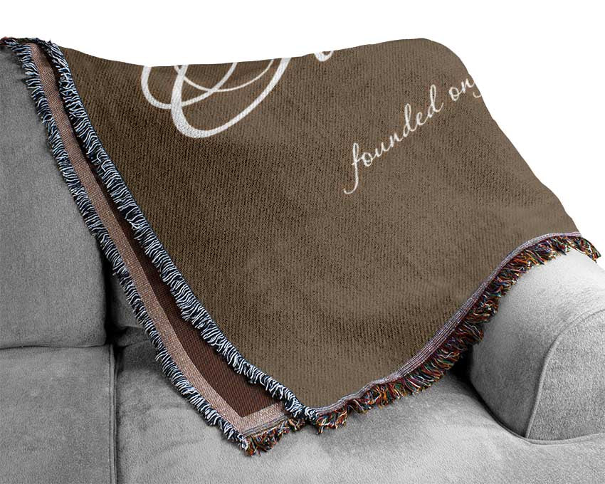 Family Quote Our Family Together Forever Beige Woven Blanket