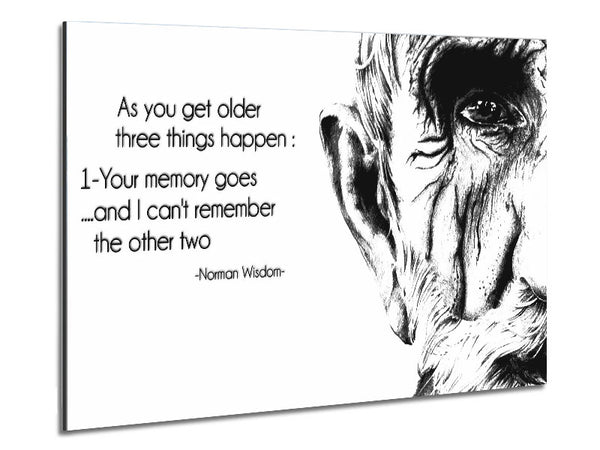 Motivational Quote Norman Wisdom As You Get Older Metal Print