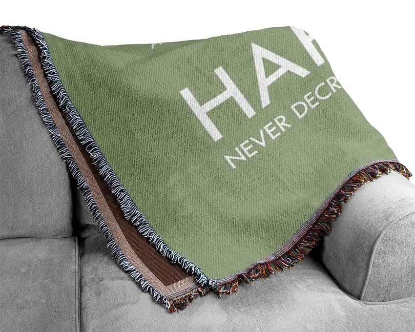 Happiness Never Decreases From Being Shared Lime Green Woven Blanket