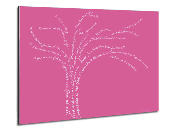 Love Quote The Love Tree Pink Metal Print