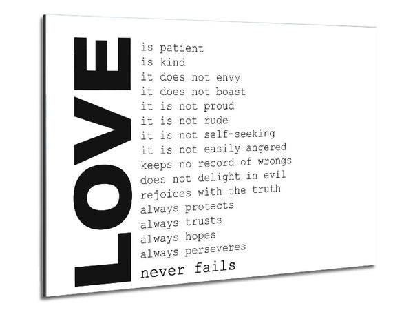 Love Quote Love Never Fails Metal Print