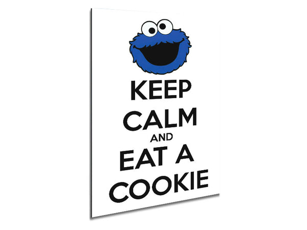 Kitchen Quote Keep Calm And Eat A Cookie Metal Print