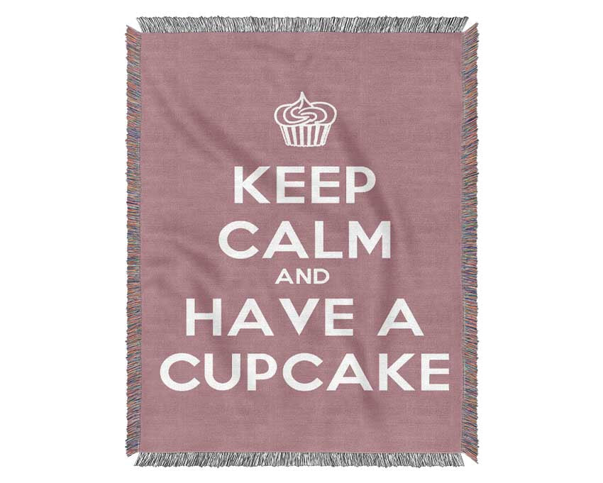Kitchen Quote Keep Calm Cupcake Pink Woven Blanket