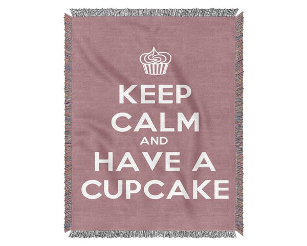 Kitchen Quote Keep Calm Cupcake Pink Woven Blanket