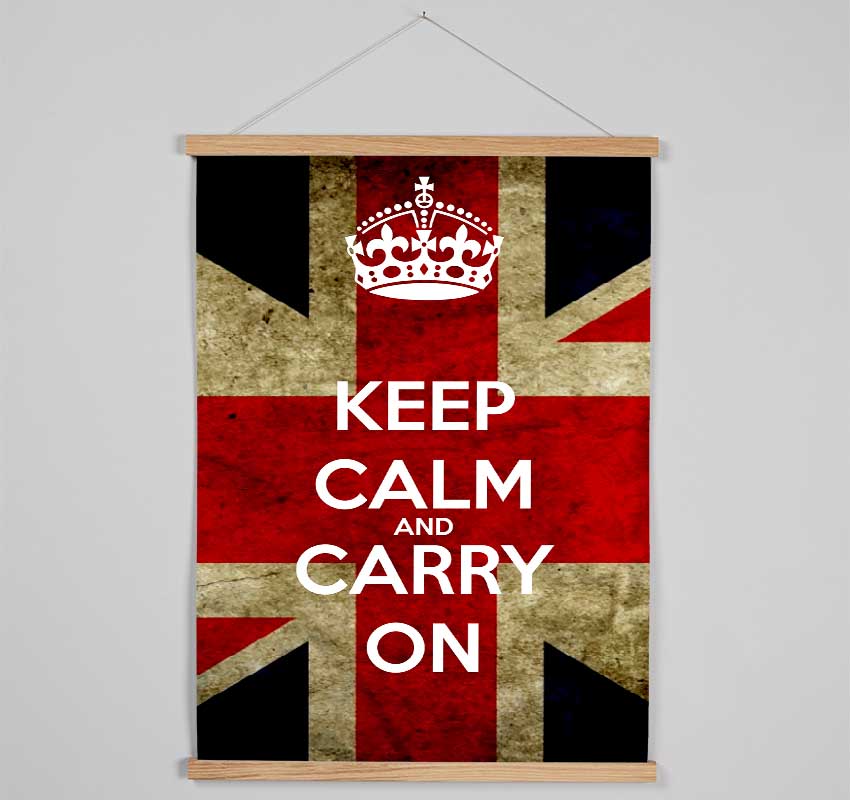 Keep Calm And Carry On Flag Hanging Poster - Wallart-Direct UK