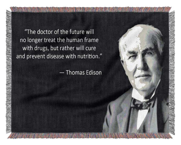 Motivational Quote Thomas Edison Woven Blanket