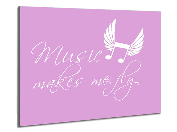 Music Makes Me Fly Pink Metal Print