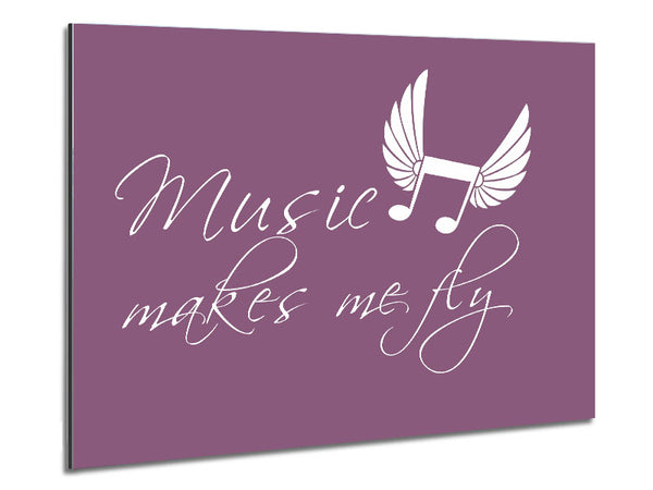 Music Makes Me Fly Dusty Pink Metal Print