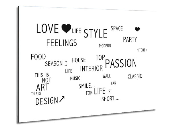 Love Quote Love Life White Metal Print
