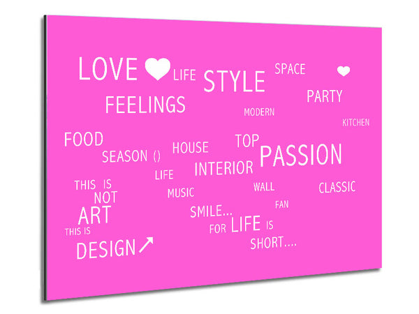 Love Quote Love Life Vivid Pink Metal Print