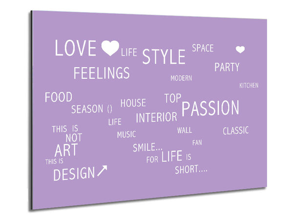 Love Quote Love Life Lilac Metal Print