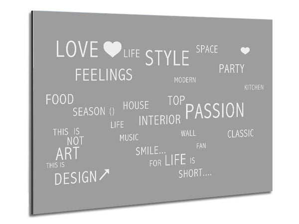 Love Quote Love Life Grey White Metal Print