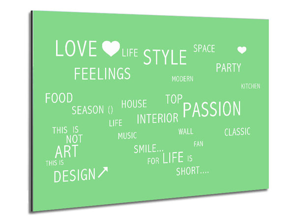 Love Quote Love Life Green Metal Print