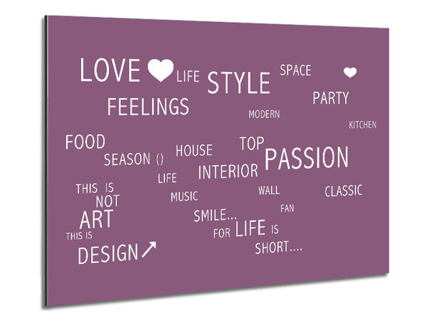 Love Quote Love Life Dusty Pink Metal Print