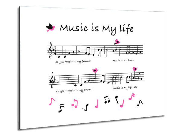 Music Is My Life White Metal Print