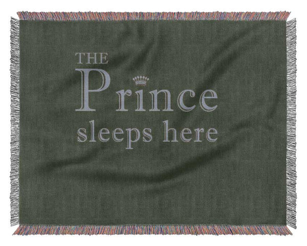 Boys room Quote The Prince Sleeps Here Chocolate Woven Blanket